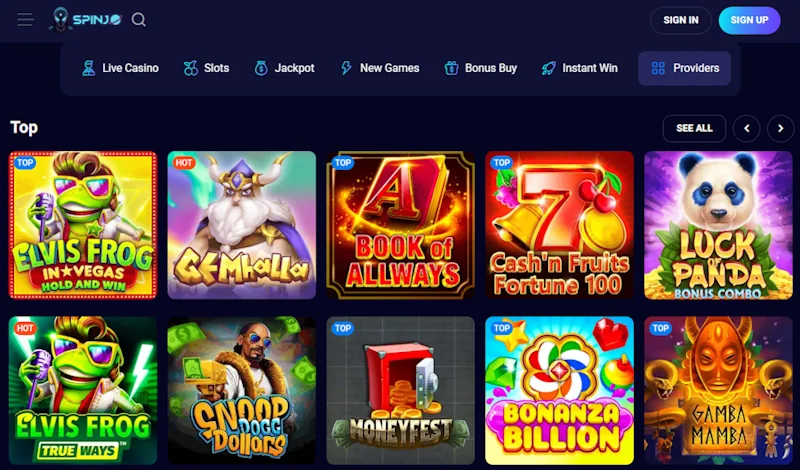 Spinjo Casino games